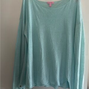Lilly Pulitzer Aqua V-Neck Sweater L